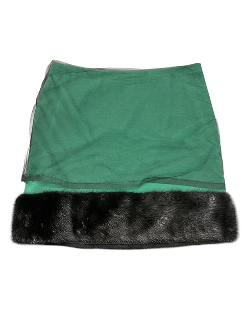 Roccobarocco Green Black Mink Fur Skirt