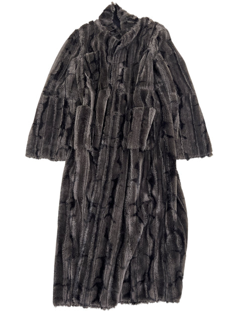Vintage Brown Reversible Fur Long Jacket