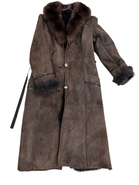 Vintage Brown Shearling Long Coat