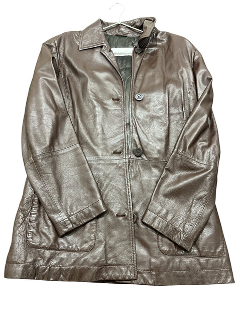 Lineaemme Brown Leather Mid Jacket