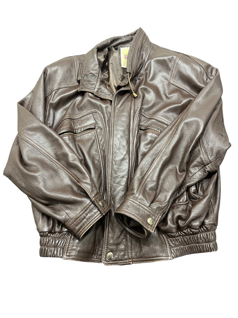 Bianchini Brown Leather Oversize Bombers Jacket