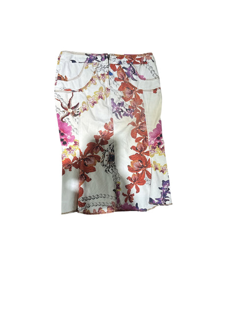 Just Cavalli Flower Print Jeans Skirt