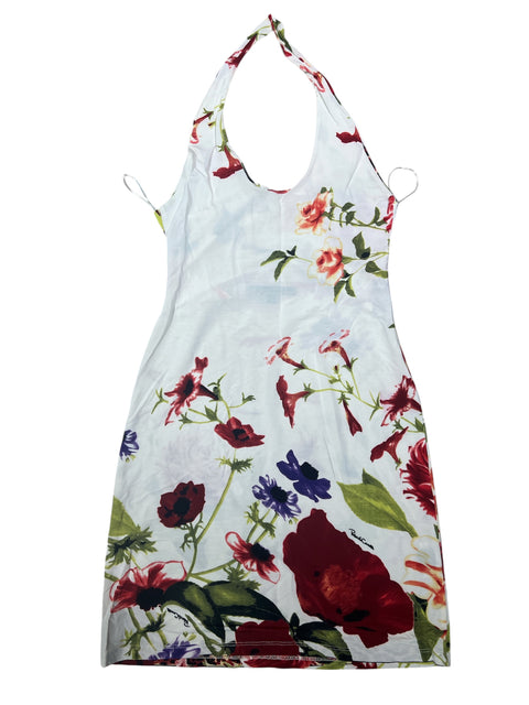 Roberto Cavalli White Red Roses Print Dress