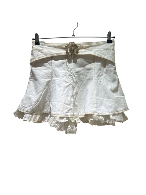 Roberto Cavalli White Skirt Gold Details