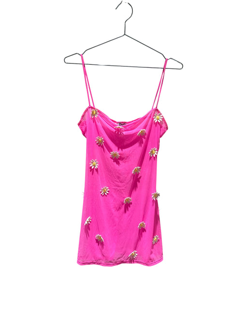 Dolce & Gabbana Mesh Pink Dress Flowers Details