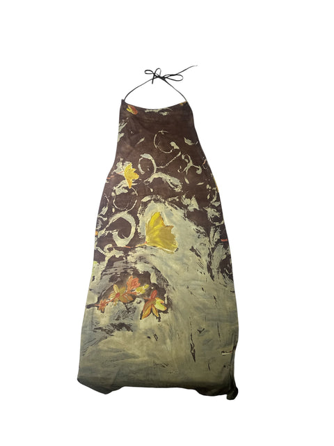 Plein Sud Brown & Green Backless Dress