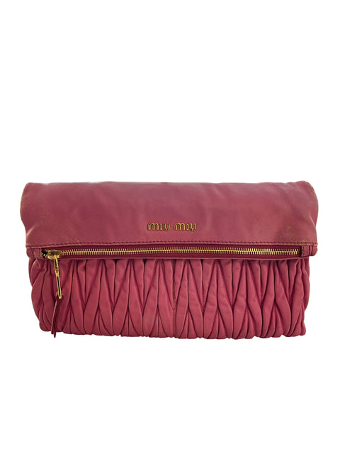 Miu Miu Matelasse Leather Pink Gold Shoulder Bag