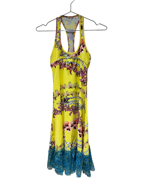 Just Cavalli Yellow&Turquoise Lace Details Dress
