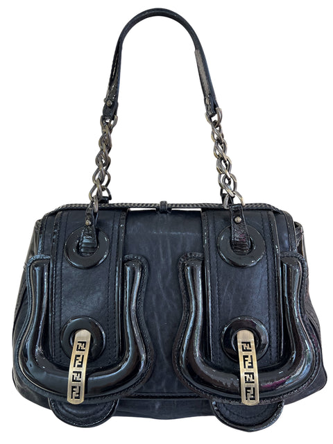 Fendi Black Leather Buckle Bag