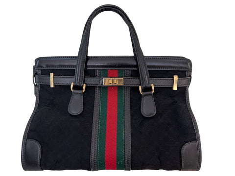 Gucci Micro GG Black Canvas Hand Bag