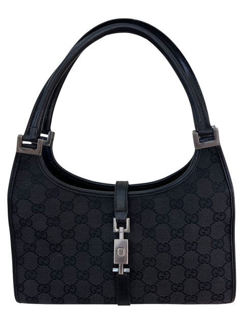 Gucci Jackie Black GG Canvas Hand Bag