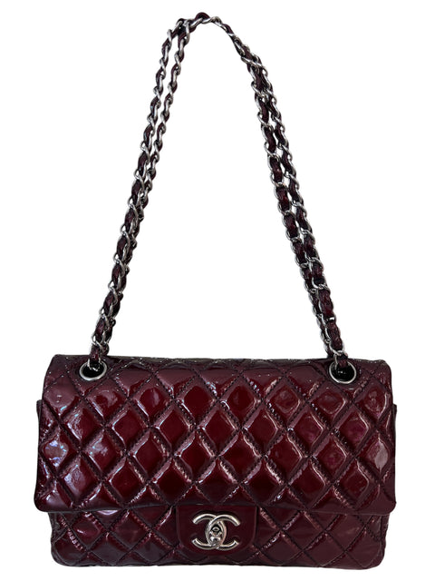 Chanel Matelasse Burgundy Silver 25 Chain Hand Bag
