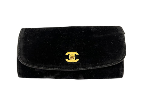 Chanel Black Gold Velvet Jewelry Case