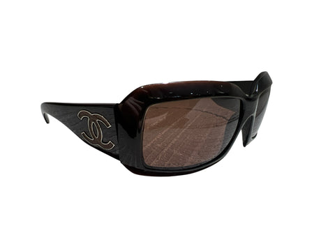 Chanel Brown Big CC Temple Sunglasses