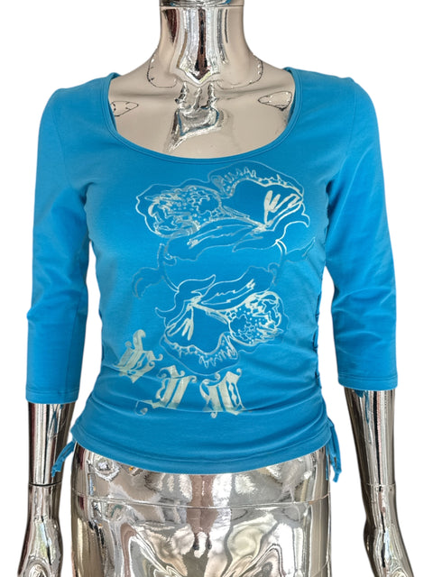 Versace Jeans Couture Blue Lace-Up Top