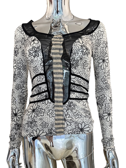 Blumarine Black & White Floral Longsleeve