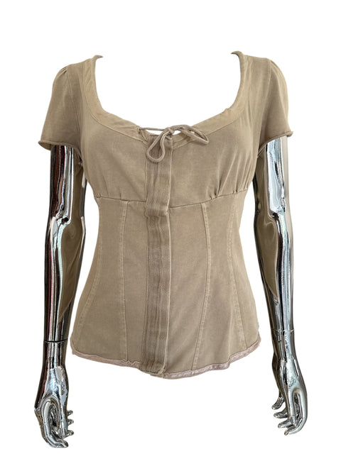 Pinko Beige Cotton Corsetted Top