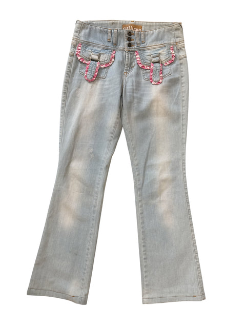 Galliano Lightwash Pink Detailing Jeans