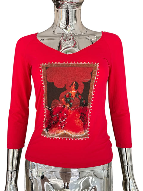 Blumarine Red Flamenco Dancer Top