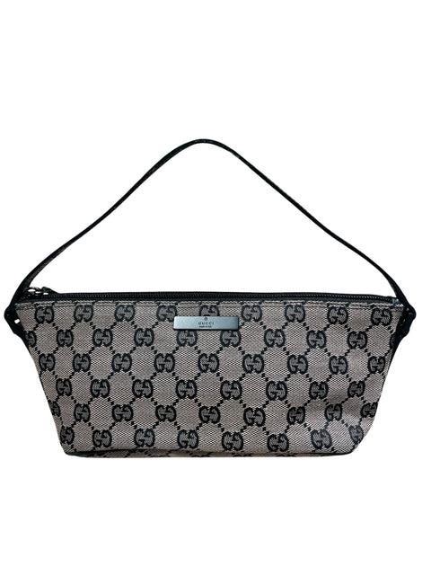 Gucci CC Canvas Black Beige Pouch Accessory