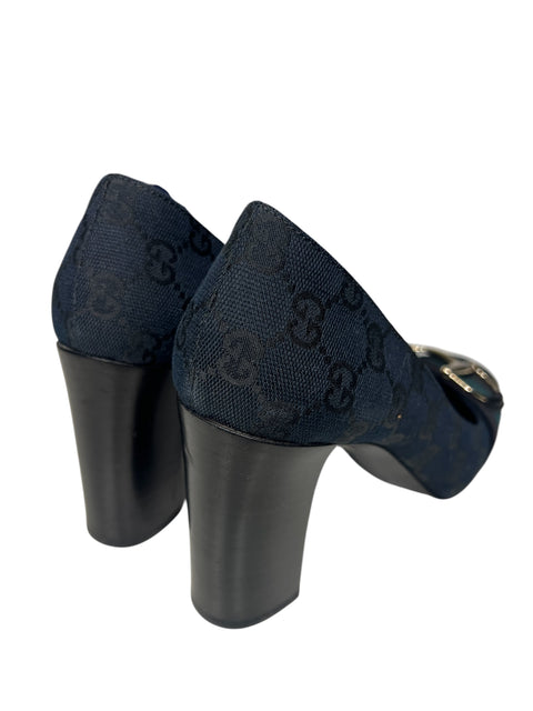 Gucci Black Canvas GG Horse Bit Shoes