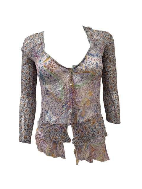 Stefanel Multi Print Mesh Longsleeve Top
