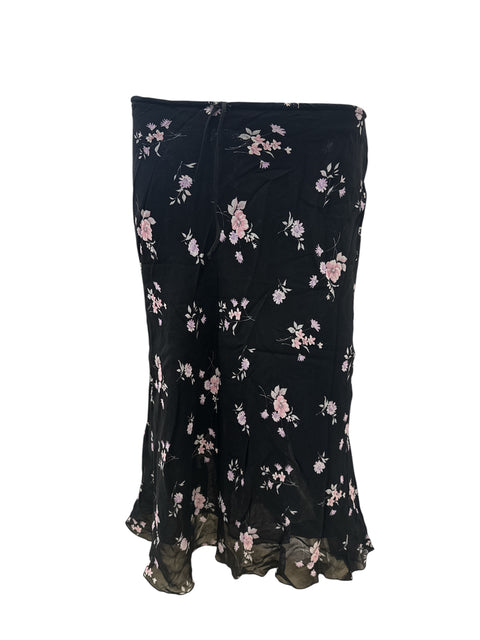 Roman's Pink Flower Black Skirt