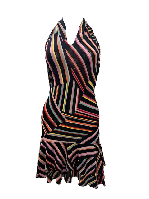 Options Multi Striped Black Dress