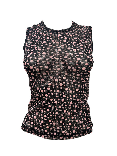 Vintage Sleeveless Pink Flower Top