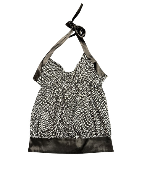 Opera Round Black Print Top