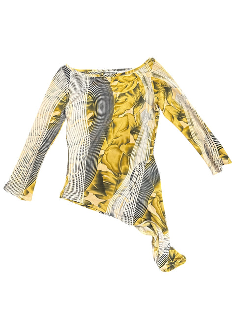 Les Chases Yellow Print Longsleeve Top