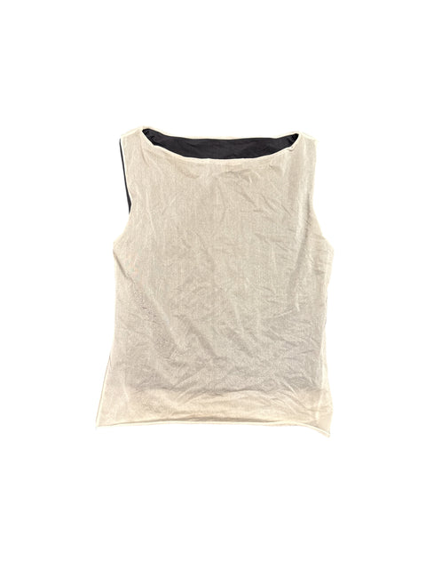 Vintage Mesh White Black Tank Top
