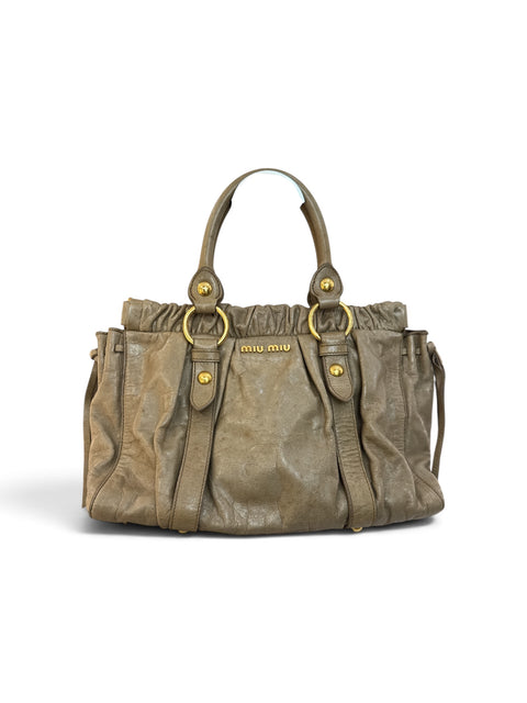 Miu Miu Hand Bag Vittero Dino Leather Beige 211837A