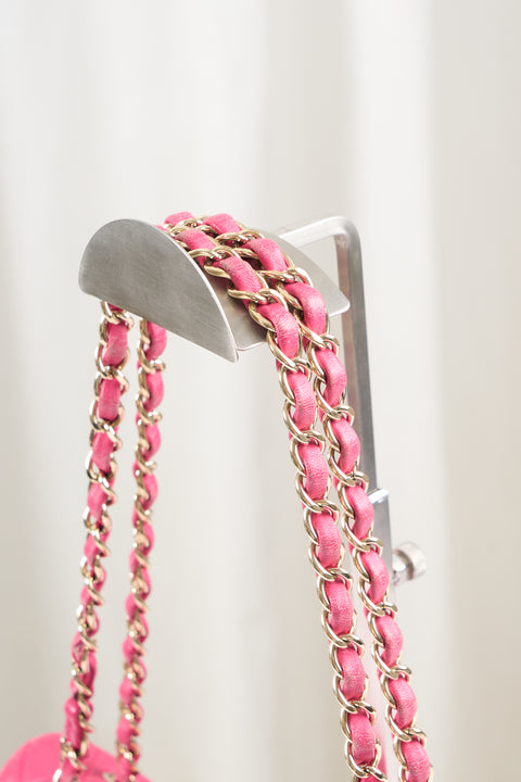 Chanel Classic Double Flap Matelasse Pink Leather Shoulder Bag