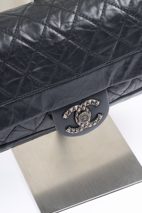 Chanel Matelasse 25 Hand Bag Lamb Skin Black Sliver