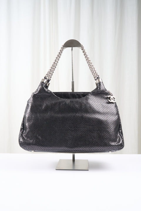 Chanel Dark Silver Leather Bag