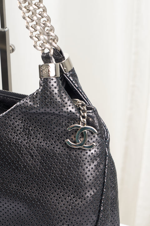 Chanel Dark Silver Leather Bag