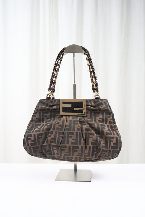 Fendi Mia Brown Zucca Canvas Shoulder Bag