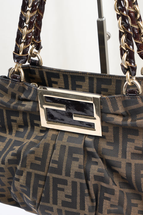Fendi Mia Brown Zucca Canvas Shoulder Bag