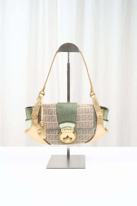 Fendi Green Gold Leather Bag