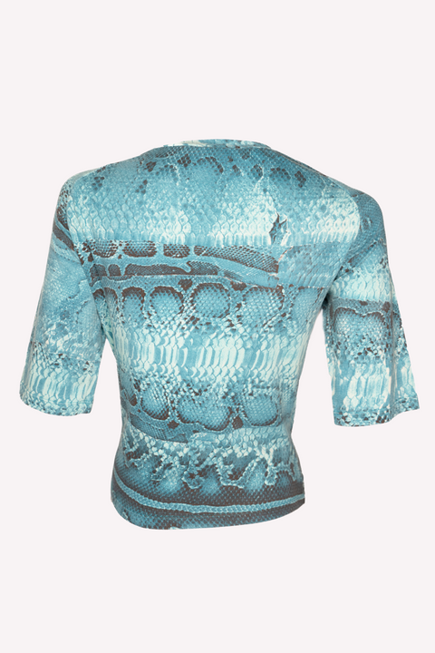 JustCavalli Blue Snake Print T-shirt