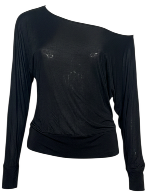 Haut noir asymétrique à une épaule Dolce Gabbana de chez CHEZ SNOW BUNNY, taille 40 EU, coupe fluide et élégante