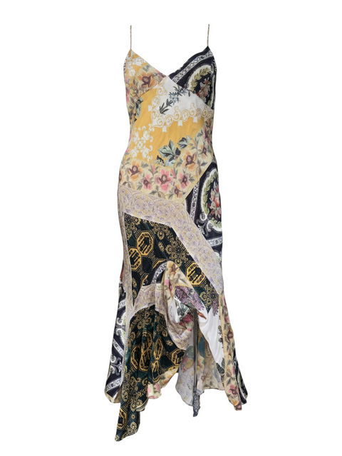 Roberto Cavalli Silk Floral Patchwork Slip Dress