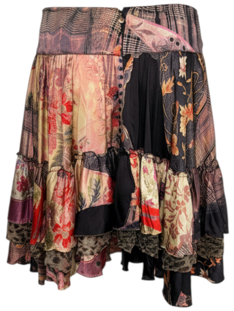 Jupe superposée Just Cavalli de CHEZ SNOW BUNNY avec imprimés floraux et géométriques multicolores, taille 42