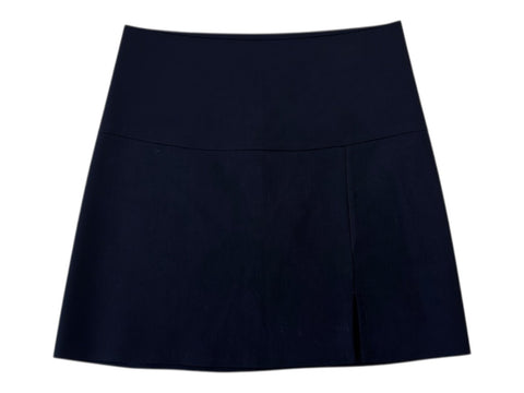 CHEZ SNOW BUNNY SXG black mini skirt with a high waist and a subtle side slit detail