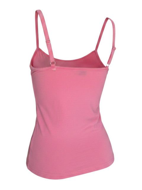 CHEZ SNOW BUNNY Dolce & Gabbana bright pink camisole top with adjustable spaghetti straps, back view