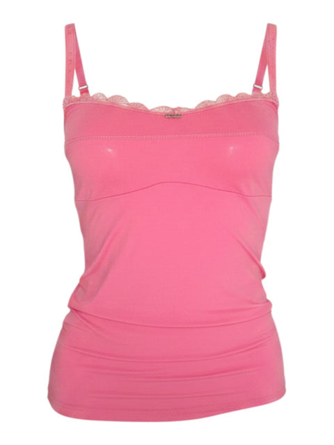 CHEZ SNOW BUNNY Dolce & Gabbana bright pink camisole top with delicate lace trim and adjustable spaghetti straps