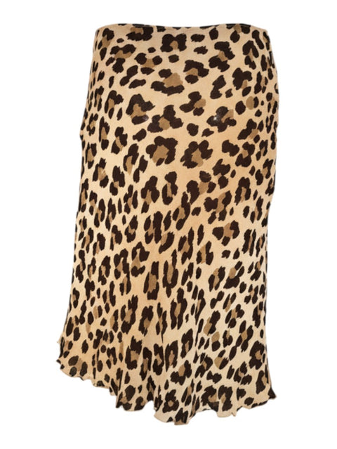 CHEZ SNOW BUNNY Moschino Jeans midi skirt featuring a classic brown and black leopard print pattern