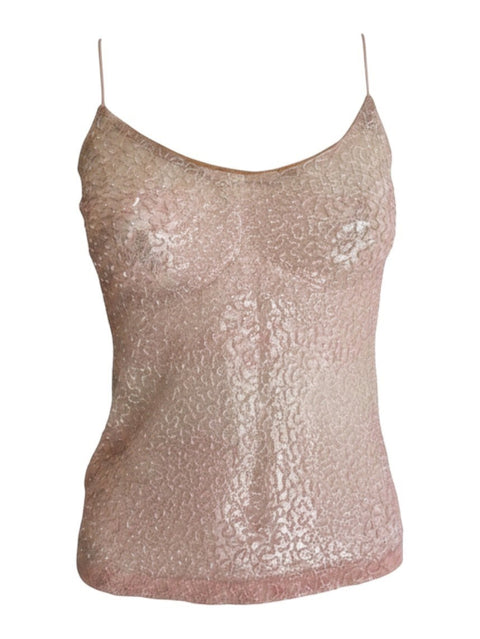 CHEZ SNOW BUNNY Perla Beeds Top in shimmering light pink with delicate spaghetti straps and intricate beadwork