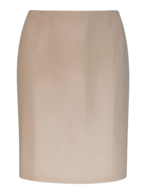 CHEZ SNOW BUNNY Prada beige pencil skirt with a clean tailored silhouette and high-waisted design.